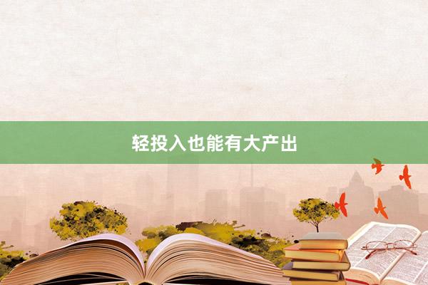 轻投入也能有大产出