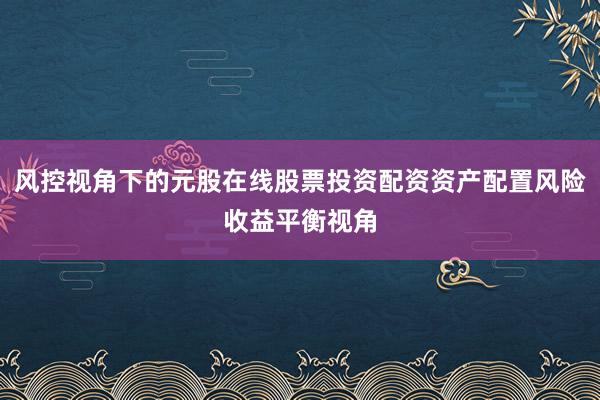 风控视角下的元股在线股票投资配资资产配置风险收益平衡视角