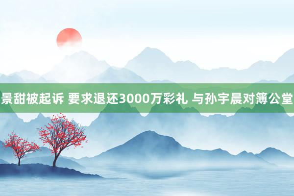 景甜被起诉 要求退还3000万彩礼 与孙宇晨对簿公堂