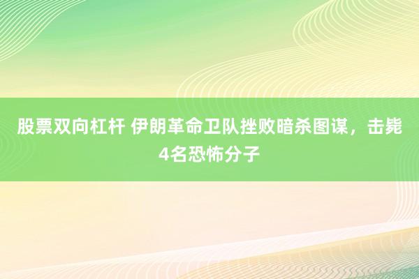 股票双向杠杆 伊朗革命卫队挫败暗杀图谋，击毙4名恐怖分子