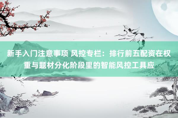 新手入门注意事项 风控专栏：排行前五配资在权重与题材分化阶段里的智能风控工具应
