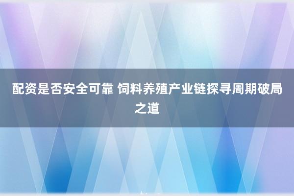 配资是否安全可靠 饲料养殖产业链探寻周期破局之道