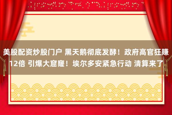 美股配资炒股门户 黑天鹅彻底发酵！政府高官狂赚12倍 引爆大窟窿！埃尔多安紧急行动 清算来了